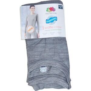 Fruit of the‎ Loom EverSoft Women's Waffle Crew Shirt Size XXXL (22) Gray NWT